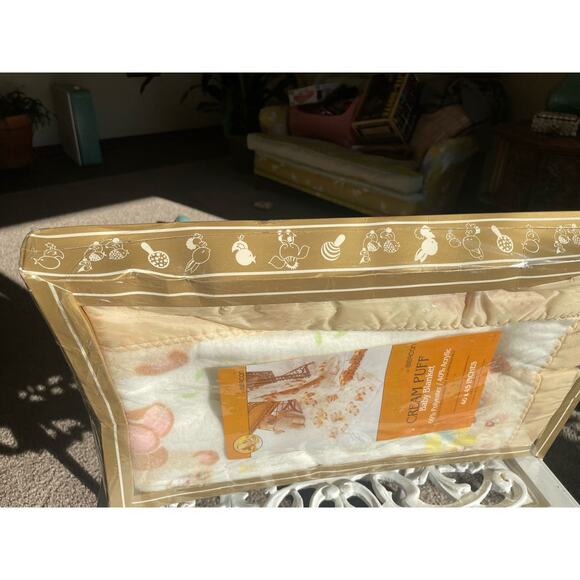 New old Stock Beacon Baby Blanket Cream Puff Downy Dream Brown Bears Satin Trim - Picture 6 of 15